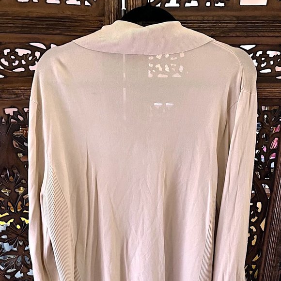 EGGSHELL WHITE CREAM SHEER BUTTONDOWN COLLARED LONG SLEEVE BLOUSE - Picture 5 of 6